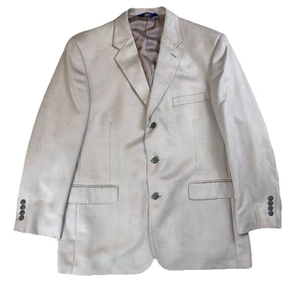 STAFFORD Men's 44R Gray Faux Suede Blazer Sport Coat Three Button Jacket - Picture 1 of 9